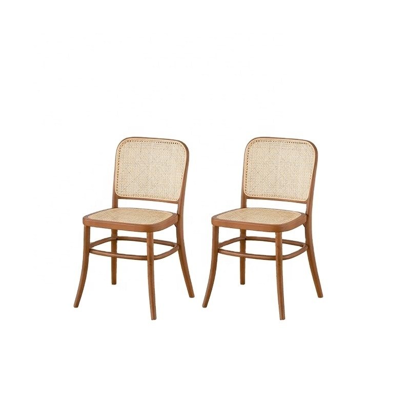 Sillón de comedor de rattan de estilo de diseño moderno y duradero de madera para jardín al aire libre Muebles de restaurante y café