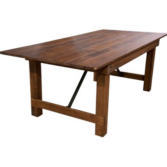 Embalaje de correo y mesa plegable de madera para alquilar en bodas y fiestas