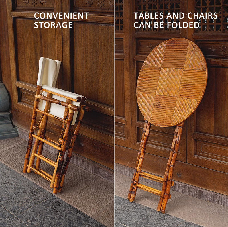 Mesa plegable de bambú de tamaño adulto para muebles y ocio al aire libre