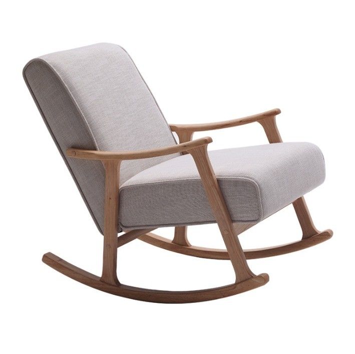 Práctica silla mecedora de madera de tela esponja de alta densidad para sala de estar estilo europeo