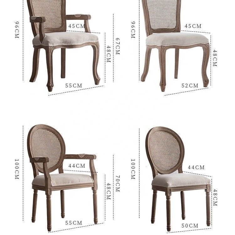 Antiguo diseño Europa Vantage Interior de madera maciza redonda de caña de hierro de rodillo de espalda silla de comedor para el estilo tradicional en Europa