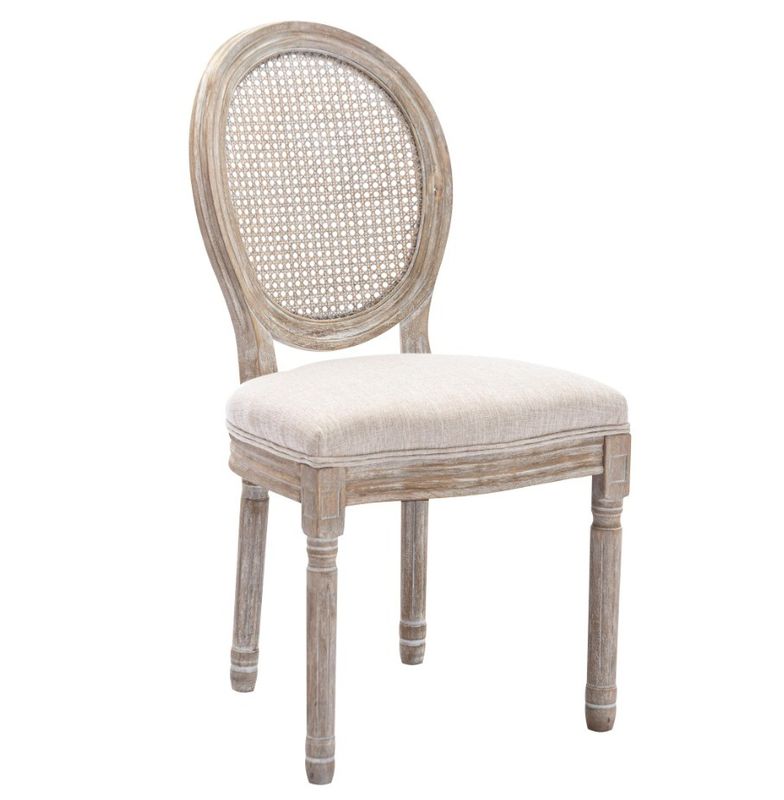Silla de comedor de estilo francés vintage cubierta de cuero PU con diseño apilable y madera sólida
