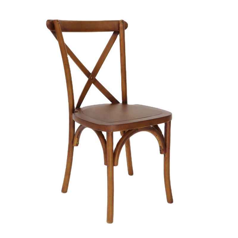 Muebles comerciales Muebles apilables de época cruzada con espalda X sillas de comedor de madera para bodas Eventos y restaurantes