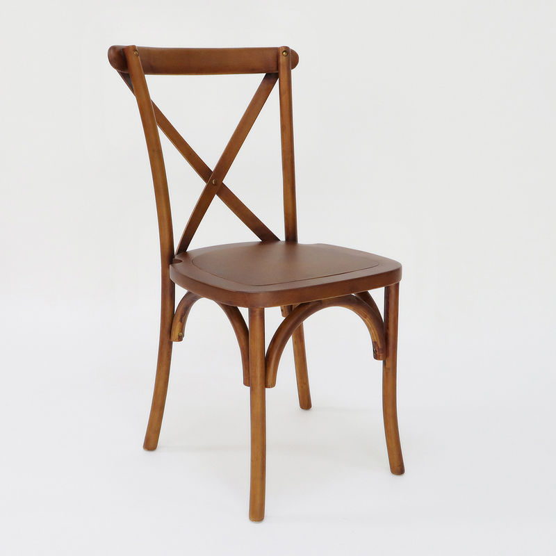 Apartamento Modern Cross Back Silla de madera apilada Banquete de madera maciza boda silla de madera para muebles de apartamento