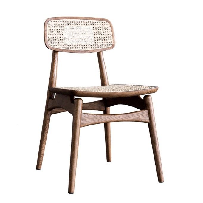 Silla de comedor de madera maciza sin brazos de ratán de diseño moderno para muebles interiores