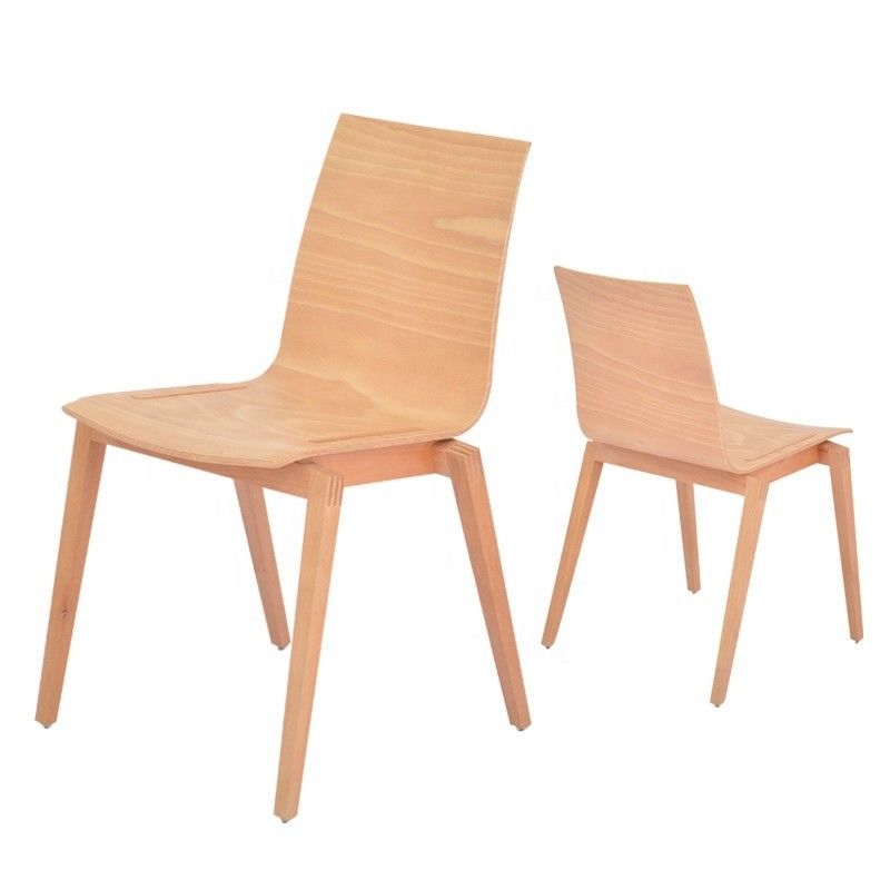 Silla de madera maciza silla apilada para cafetería y restaurante diseño de espalda curva