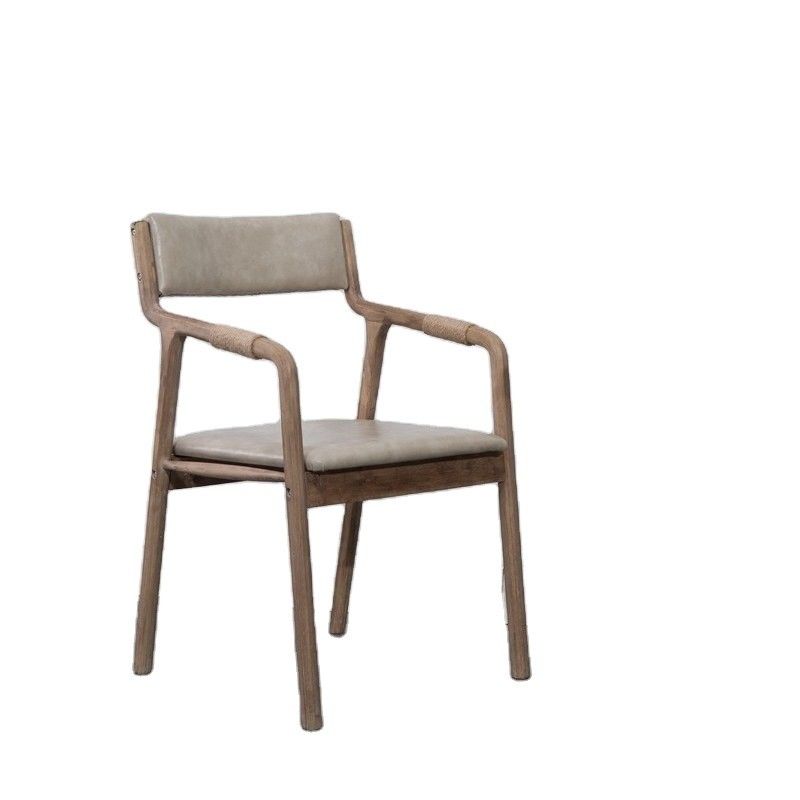 Muebles de comedor de madera maciza estilo vintage cuerda decorado silla de comedor
