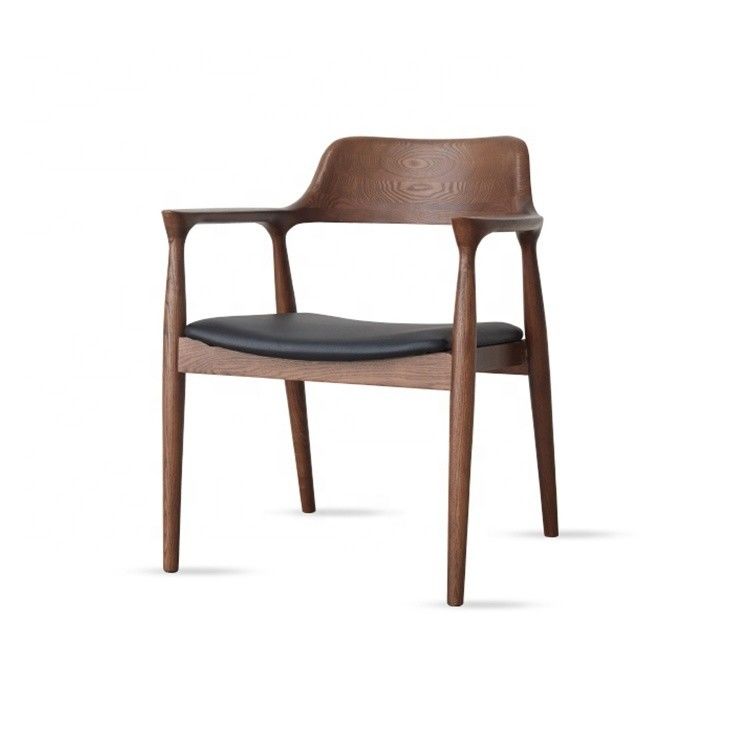 Muebles de comedor de cuero negro moderno tapizado de madera silla de comedor con tapicería y diseño
