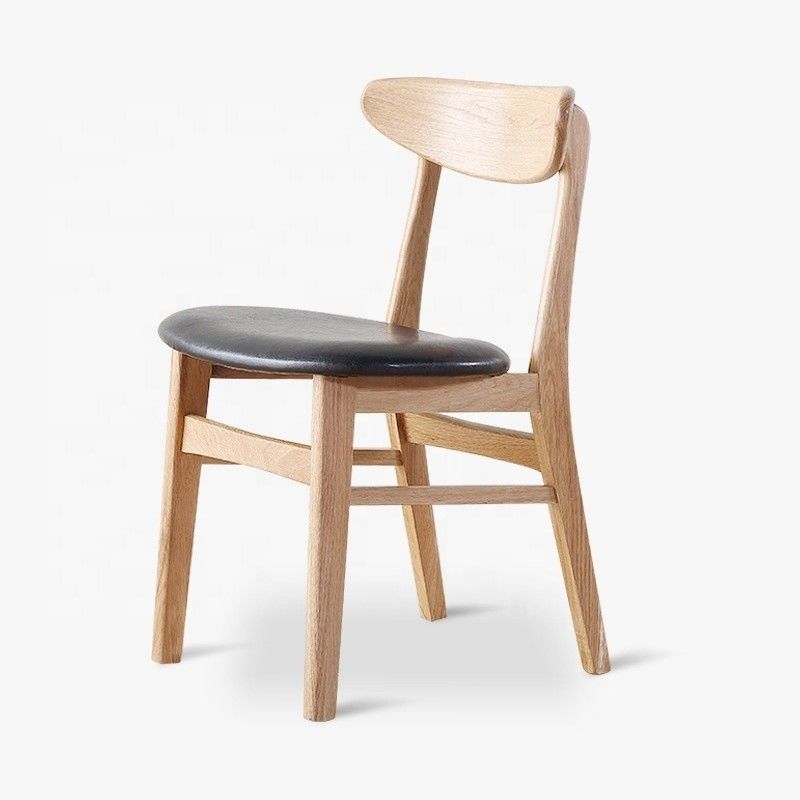 Silla de restaurante de estilo europeo de cuero PU tapizado de madera para diseño moderno y de lujo