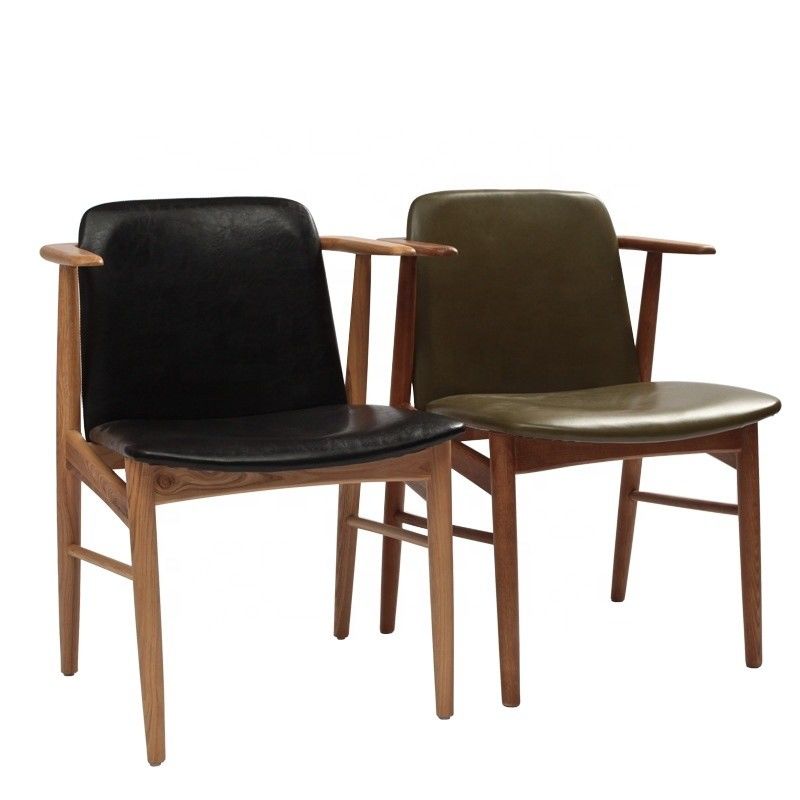 Muebles de hotel Moderno personalizado tapizado de madera PU silla de comedor de cuero con cojín de salón de ocio