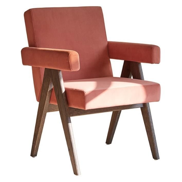 NO Plegable último diseño Muebles para el hogar Silla de salón tapizada con sillas de acento de madera maciza