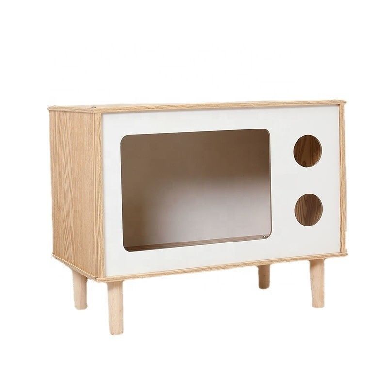Nido de mascotas de madera y gabinete lateral moderno y multifuncional para muebles de sala de estar contemporáneos