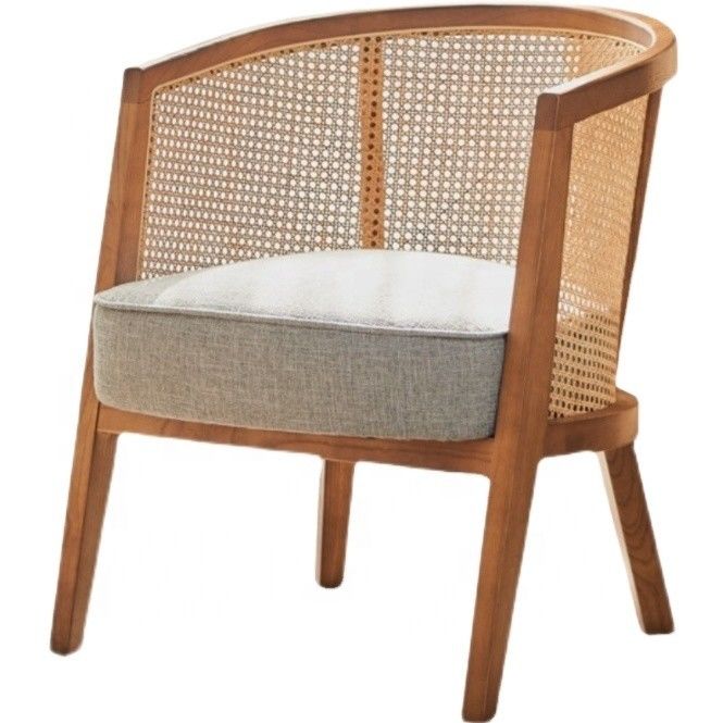 Muebles para exteriores Moderno Nórdico Francés de madera maciza con marco de ratán Silla de ocio con respaldo curvado y color personalizado