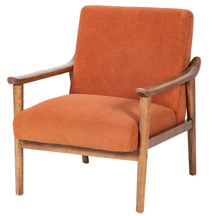 Embalaje de correos Personalizado Nordic Sillón de sofá único tapizado Sillón de madera y tela con tapicería personalizada