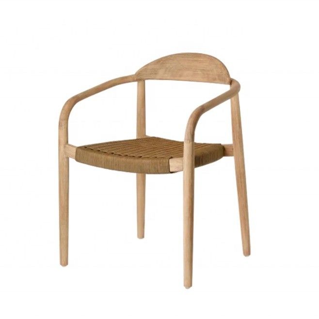 Mejor Venta Salón Moderno Apoyo de brazo Silla de cuerda de comedor de madera con apoyo de brazo y embalaje de correo