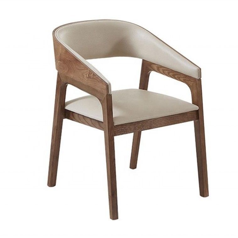 Muebles de comedor modernos Madera de roble y ceniza Silla de brazo tapizada para hotel y restaurante