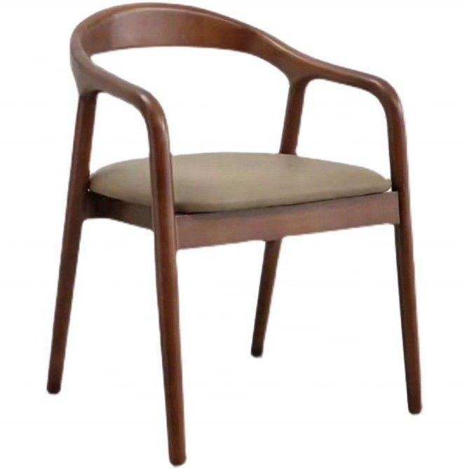 Silla de comedor de piernas de madera maciza con cojín de cuero para restaurante, café, hotel NO Plegable en estilo antiguo