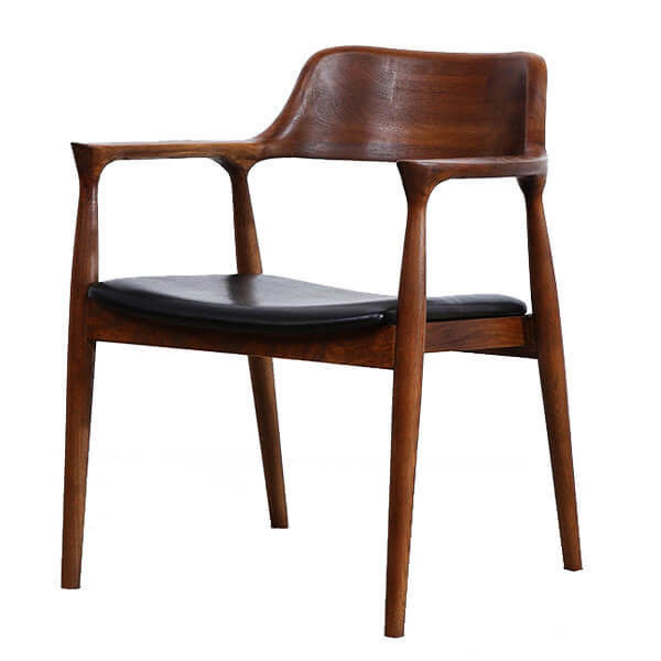Madera sólida Nórdica elegante restaurante antiguo sillones bajos sillas de comedor de cuero tejido sillas de comedor para el comedor sofisticado