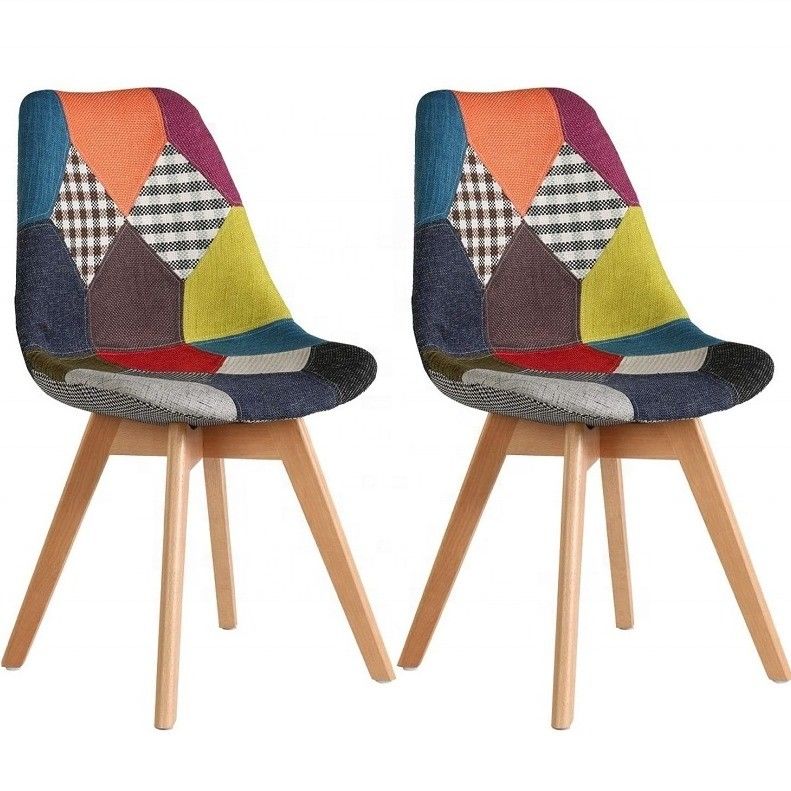 Sin tejido plegado sillas de recepción de lino con respaldo almohadilla suave tulipán mosaico silla escandinava para la cocina