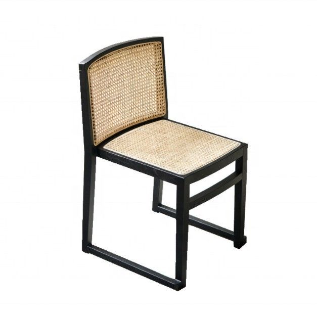 Ahorro de espacio Apilado sillas de comedor de madera de ratán estilo nórdico moderno para comidas cómodas