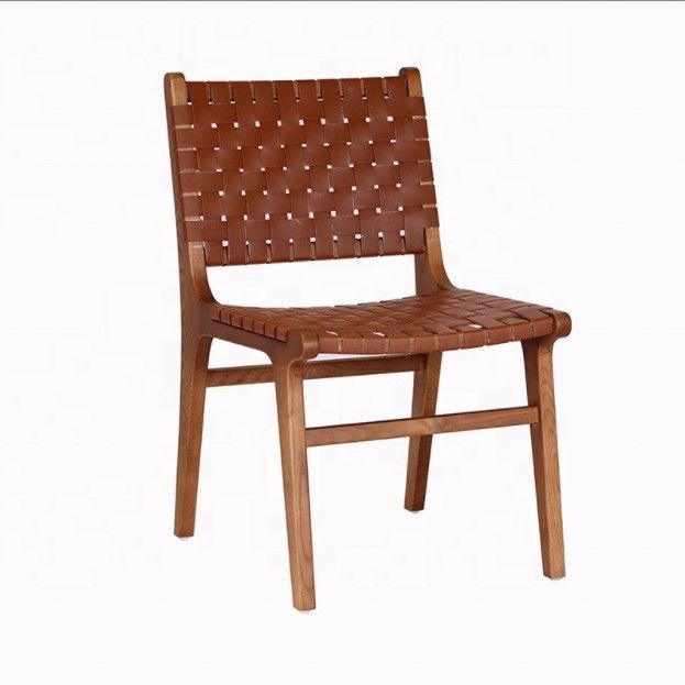 Moderno nórdico luz lujosa silla de montar de cuero de madera sólida silla de comedor de madera para el hotel de familia