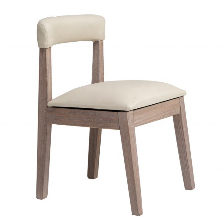 Buena silla de comedor de lujo personalizada con una exquisita mano de obra y material de pieles para el respaldo del asiento de madera