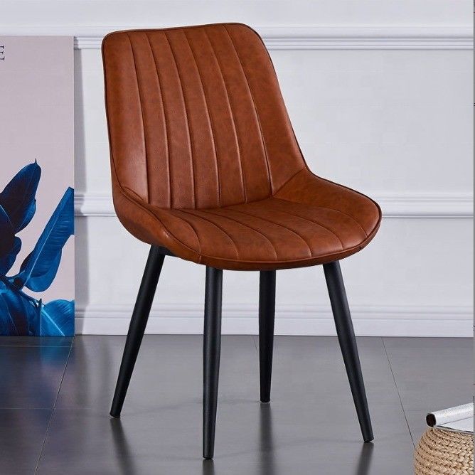 Silla de ocio de piernas metálicas de diseño moderno para oficina en el hogar y comedor de cafetería