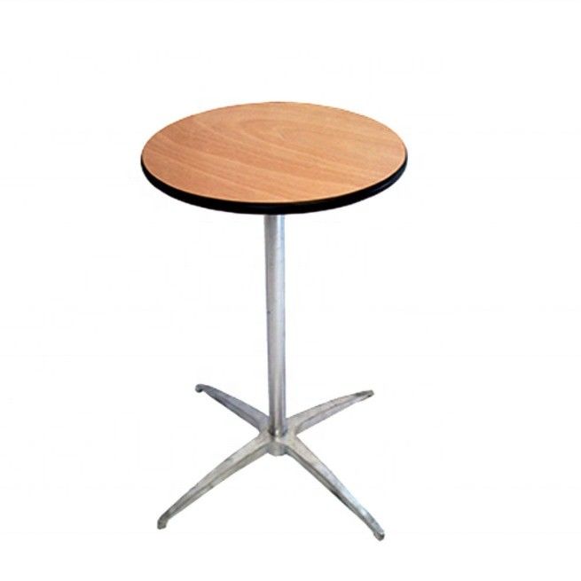 Color personalizado de madera cuadrada de mesa redonda con marco de metal para cócteles de restaurante en un diseño nórdico moderno simple