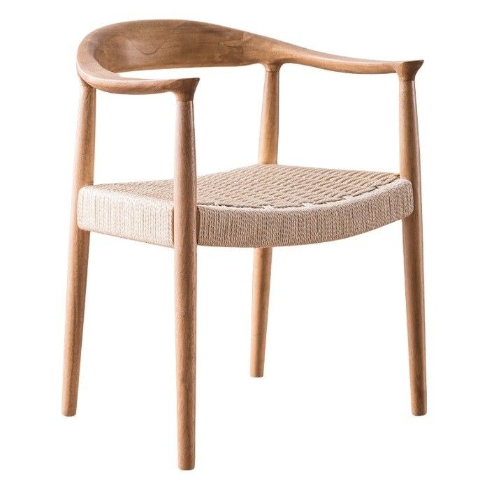 Silla de cordón tejido Silla nórdica para sala de estar Sala de reuniones W59*D47*H73CM acabado lacado madera moderna