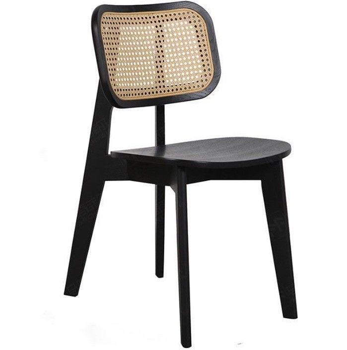 Silla de restaurante W46*D46*H86CM Silla de comedor de madera sólida de rotín vintage para muebles para el hogar
