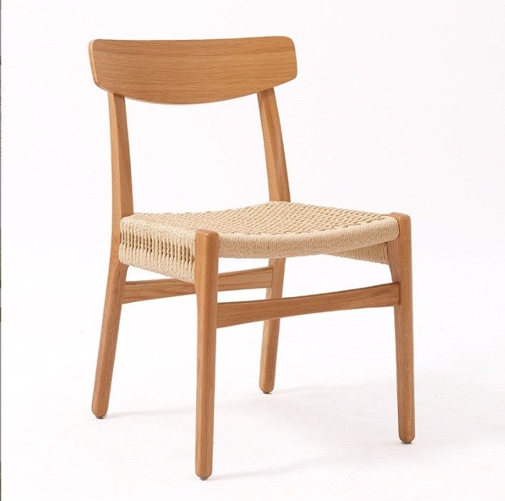 Silla de comedor de madera sólida de cordón tejido moderno para restaurante de hotel W50*D50*H77 cm Embalaje de correo Y
