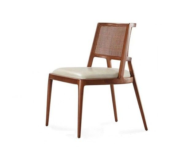 Muebles de comedor de lujo Rattan de madera maciza PU asiento de cuero silla de comedor para restaurante con y servicio OEM aceptado