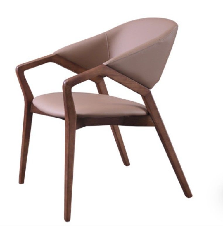 2023 Diseño Moderno de madera maciza PU de cuero Sala de comedor Restaurante silla para el hogar Muebles generales NO Plegable