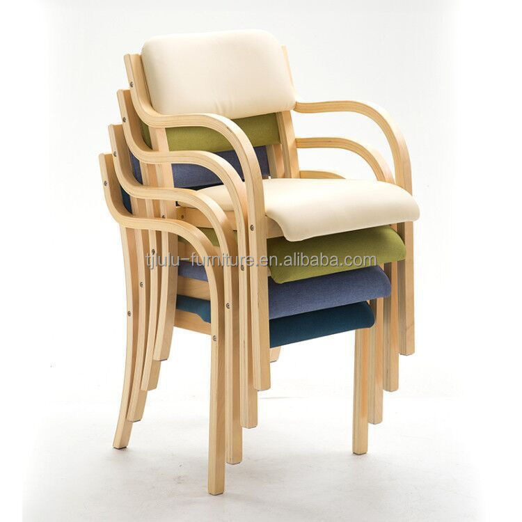 Silla apilada de madera maciza para comedor moderno en varios colores Hotel Restaurante Banquete Casa