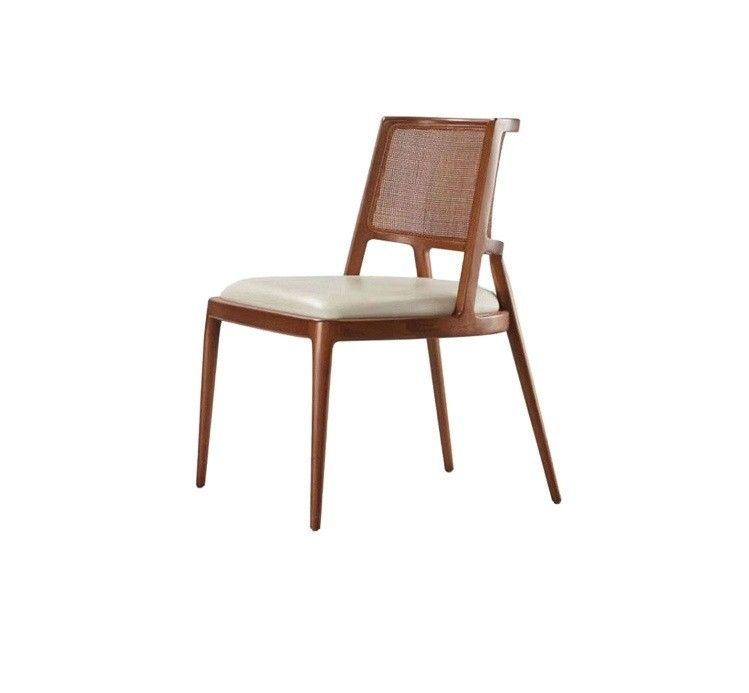 Cuadro de madera de ashwood diseño nórdico moderno de madera sólida PU cuero de ratán sala de comedor silla de restaurante 2023 para cafeterías y restaurantes