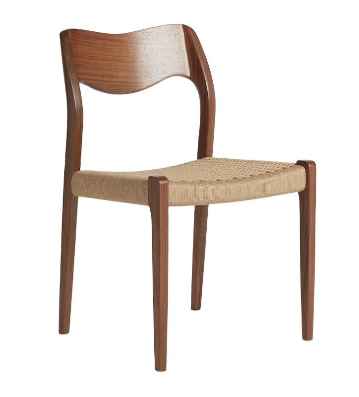 Muebles de sala de estar silla de comedor de cordón tejido a mano de color nuez con marco de madera sólida