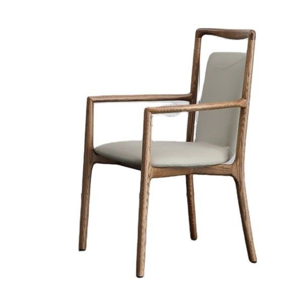 Inicio Muebles Generales Diseño italiano Moderno Madera sólida de PU Cuero Sala de comedor Silla de restaurante con reposabrazos