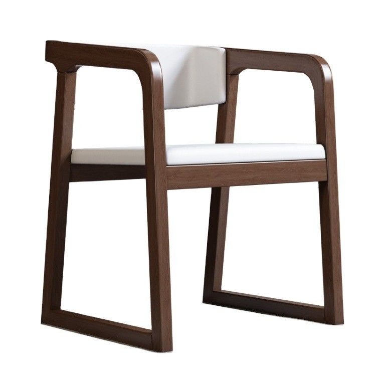 Muebles de comedor de diseño moderno de madera maciza de algodón y lino / silla de cuero de PU con reposabrazos y cojín para restaurante
