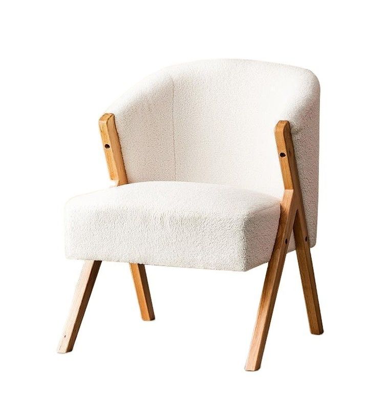Sillones de comedor de lana de cordero de madera en estilo nórdico moderno W60*D68*H77CM Perfecto para el salón de estar Salón de uñas y comedor