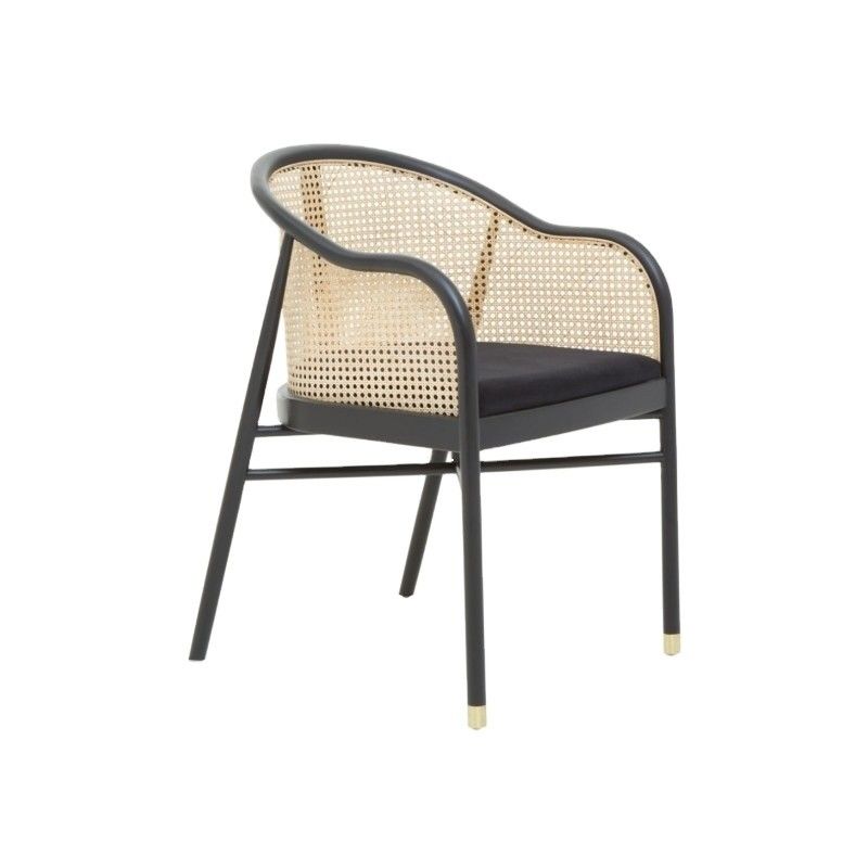Silla elegante simple de cuero de PU / tela y ratán comedor Muebles de sala de estar Restaurante tapa estilo japonés silla de madera moderna