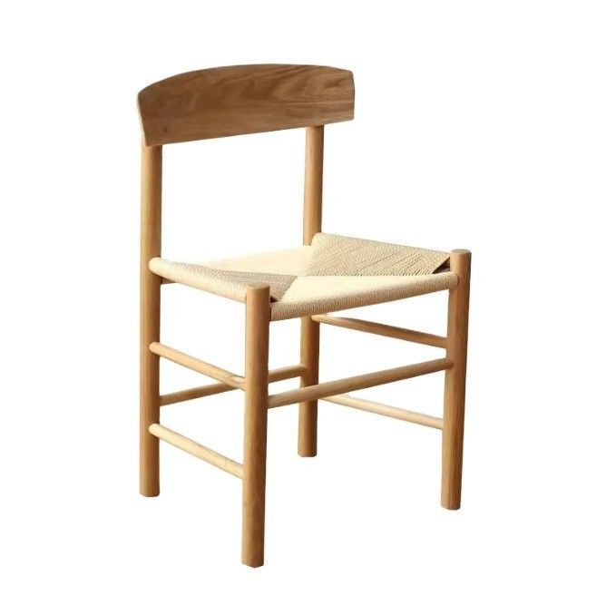 Mejor silla de comedor de estilo moderno personalizado de roble de madera sólida tejida con cordón de hotel sillas de restaurante con reposabrazos