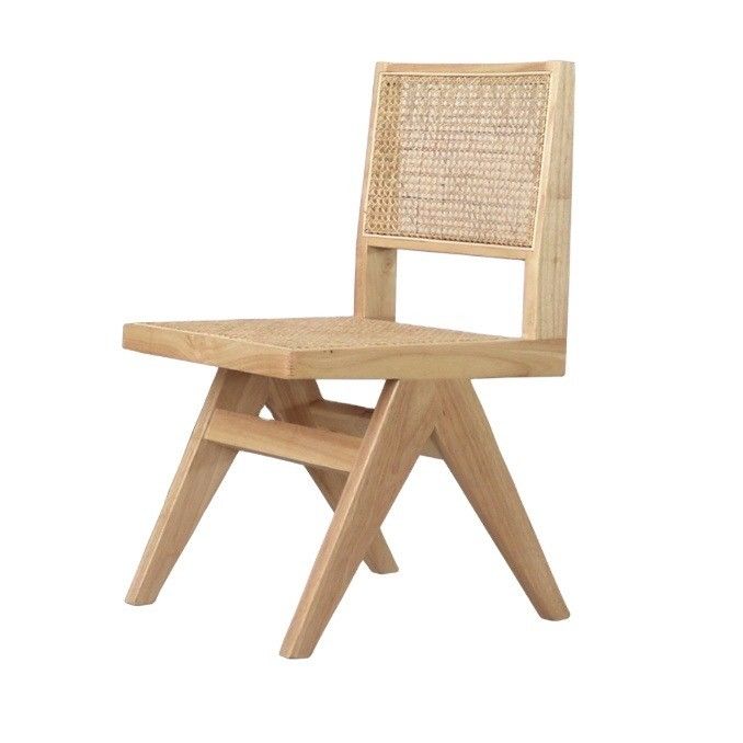 Salón moderno de madera sólida simple Rattan respaldo silla de comedor para el salón Muebles de madera de caucho
