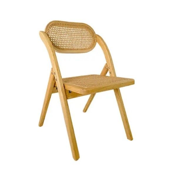 General Muebles para el hogar Robusta silla plegable de estilo francés moderno con espalda de rotín silla de comedor de madera sólida silla plegable