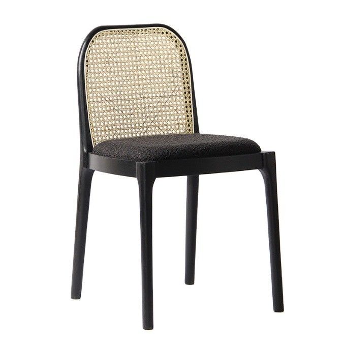 Silla de comedor de lana de cordero / terciopelo W47*D50*H78CM Madera moderna de lujo para muebles de sala de estar