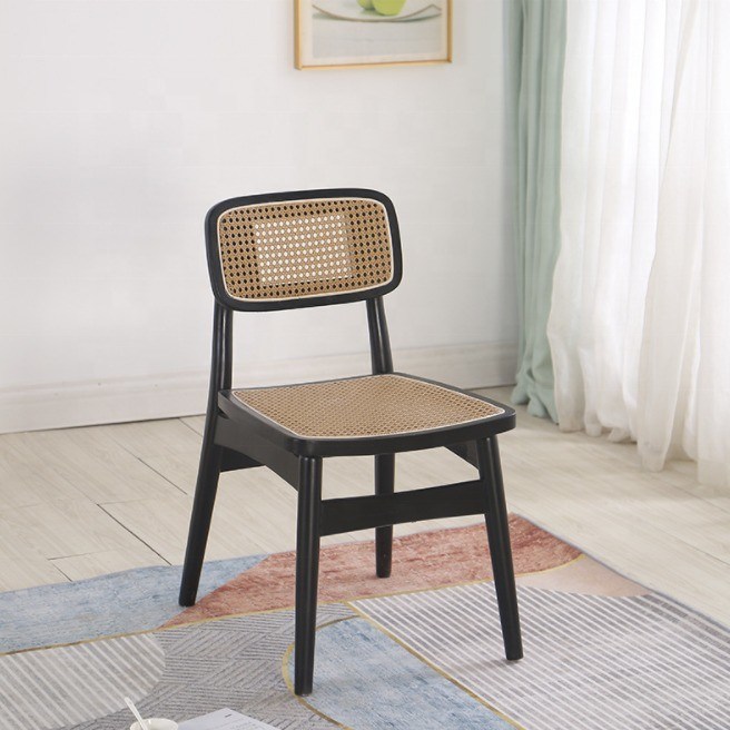 Silla plegable de ratán NO Plegable de estilo simple de malla de ratán respaldo de espalda silla de comedor de madera sillas de mimbre de ratán