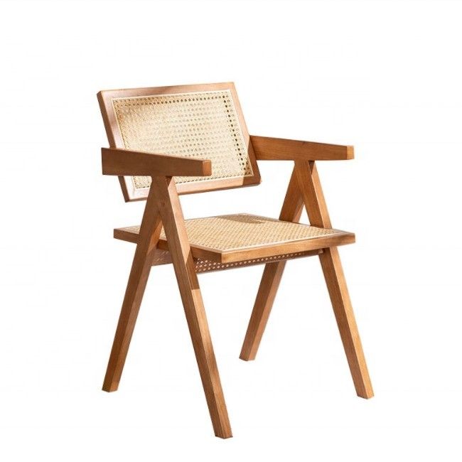 Servicio OEM Aceptado Diseñador de muebles de comedor silla de rattan de madera sólida nórdica con respaldo