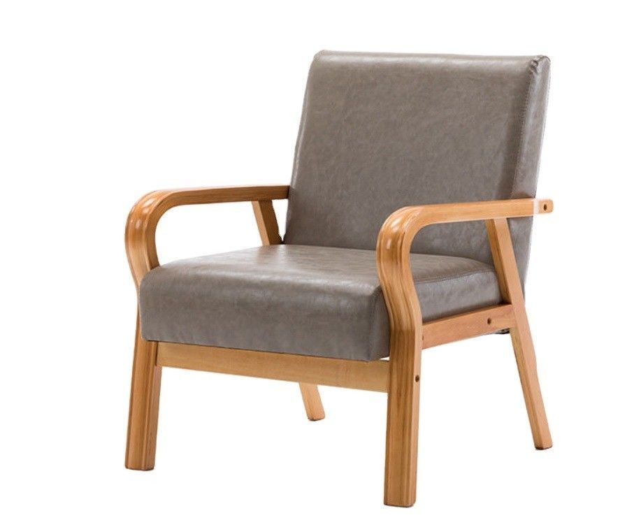 Casa Muebles Salón Silla de brazos de madera moderna Sofá Silla con cuero de PU / tela Material de cubierta Embalaje de correo N