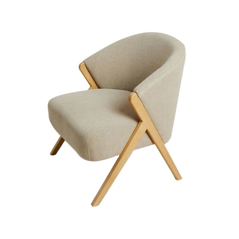 Muebles para el salón de apartamentos silla de madera nórdica moderna con lana de cordero de terciopelo y sofá de madera en diseño de hotel