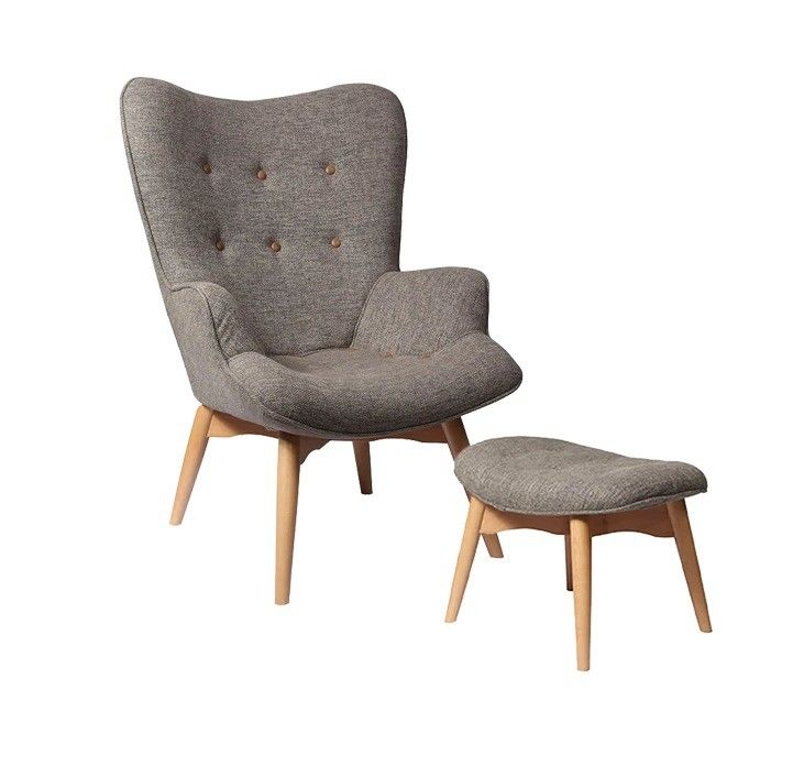 Sillones de madera Sofá silla tapizada Moderna silla de descanso de madera maciza silla de descanso con taburete Muebles de sala de estar