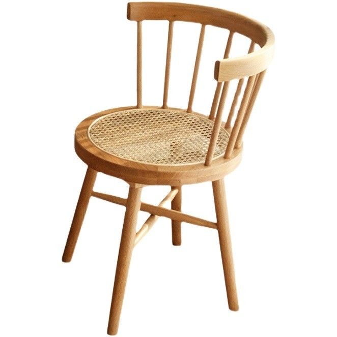 Muebles de comedor de estilo nórdico moderno Cuarto de cubierta de madera de rotín Silla trasera de madera con acabado de nitrolaca